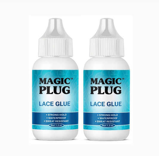 2 BOTTLES OF MAGIC PLUG LACE BOND GLUE 1.3oz .