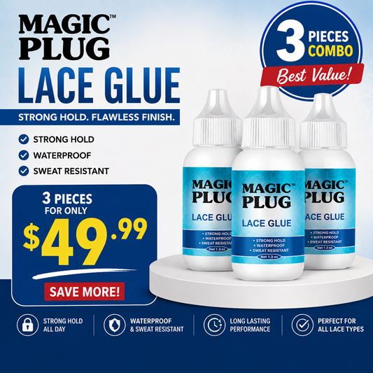 3 BOTTLES COMBO DEAL OF MAGIC PLUG LACE BOND GLUE 1.3oz .