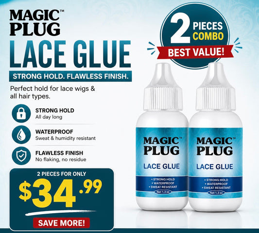 2 BOTTLES OF MAGIC PLUG LACE BOND GLUE 1.3oz .