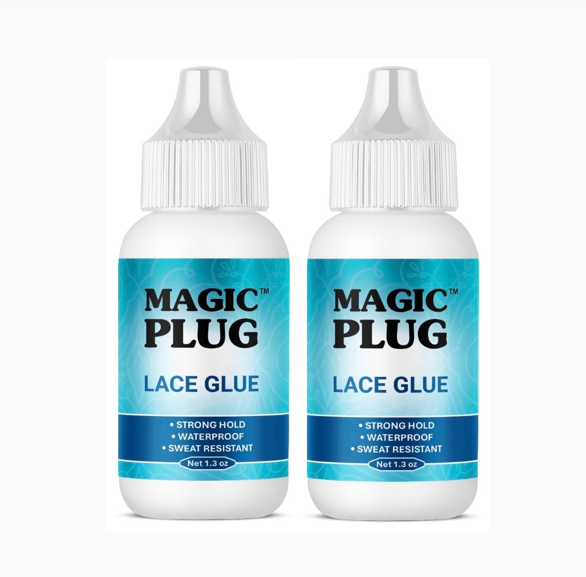 2 BOTTLES OF MAGIC PLUG LACE BOND GLUE 1.3oz .