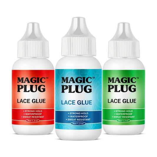 3 BOTTLES COMBO DEAL OF MAGIC PLUG LACE BOND GLUE 1.3oz .