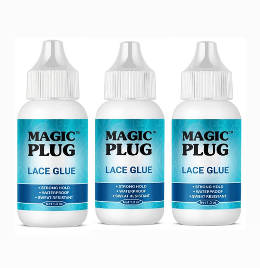3 BOTTLES COMBO DEAL OF MAGIC PLUG LACE BOND GLUE 1.3oz .